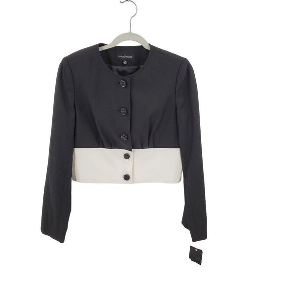 Isabel & Nina Jackets & Blazers - Isabel & Nina Jacket Womens Dressy Black White Color Block Button Front Size 10